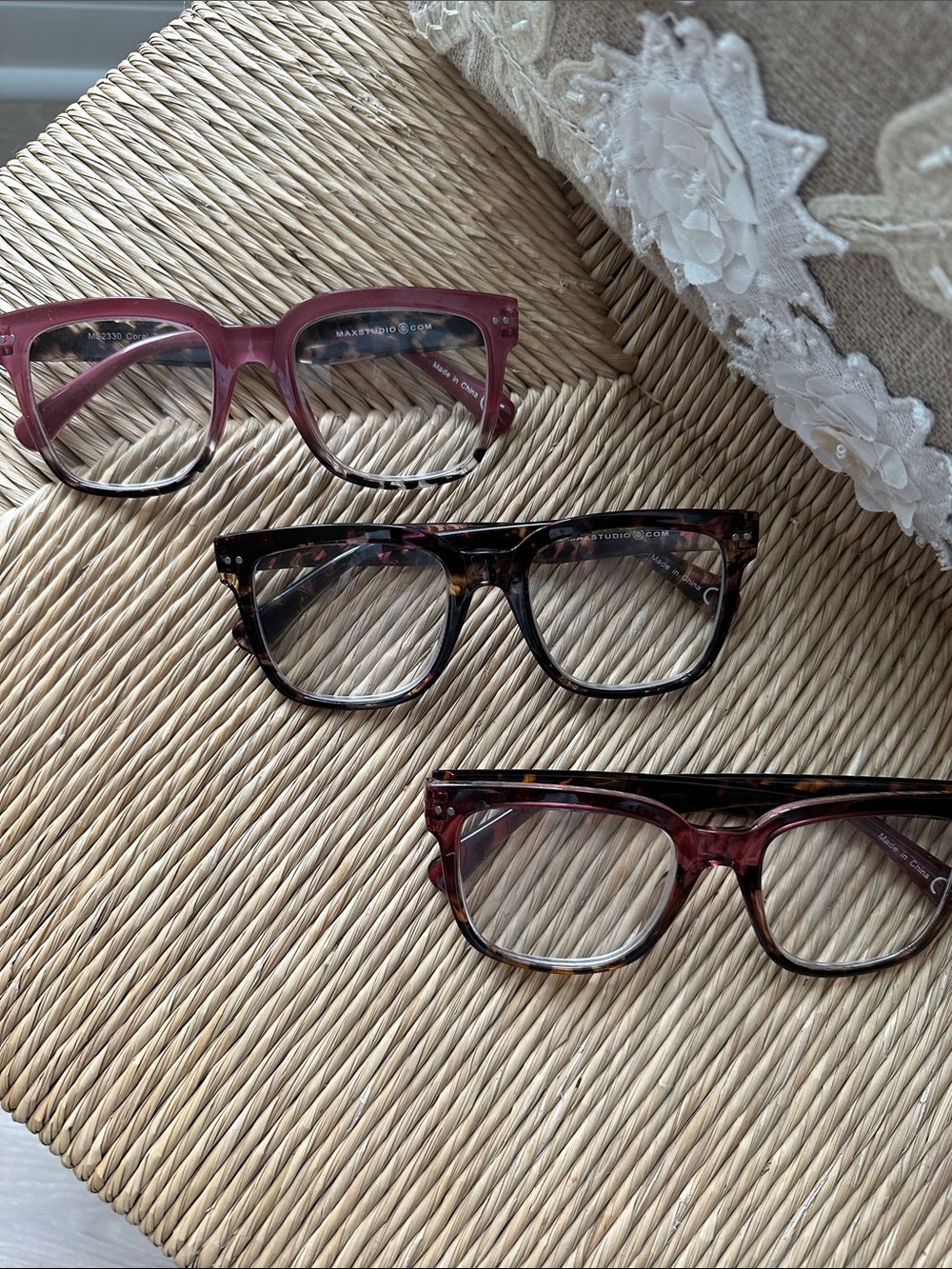 Max Studio Women's Pink and Tortoiseshell Fashion Reading Eyeglasses Trio